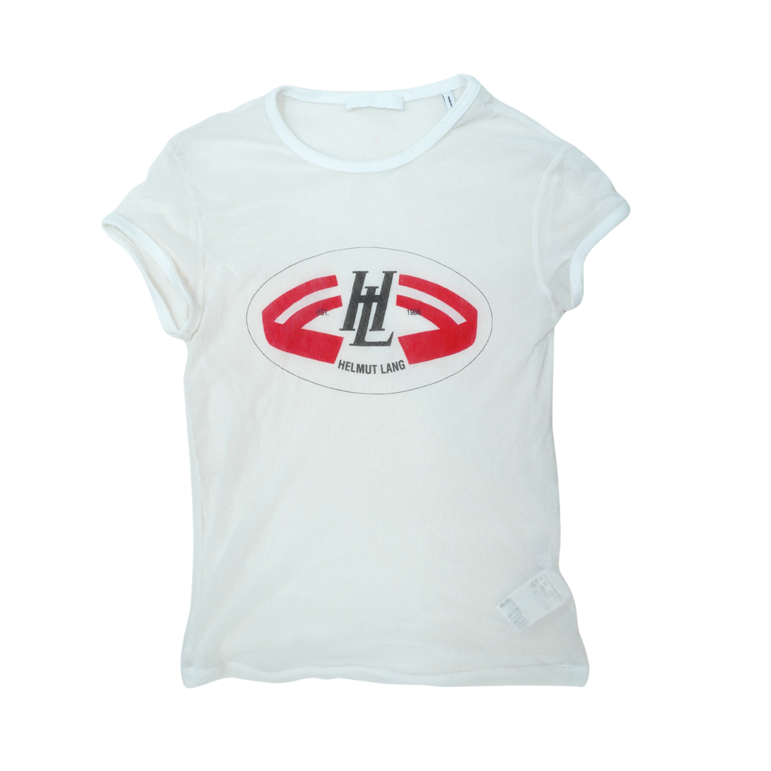 Helmut Lang White printed mesh top M