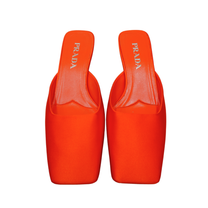 Prada Orange Satin Square Toe Mules Size 36.5