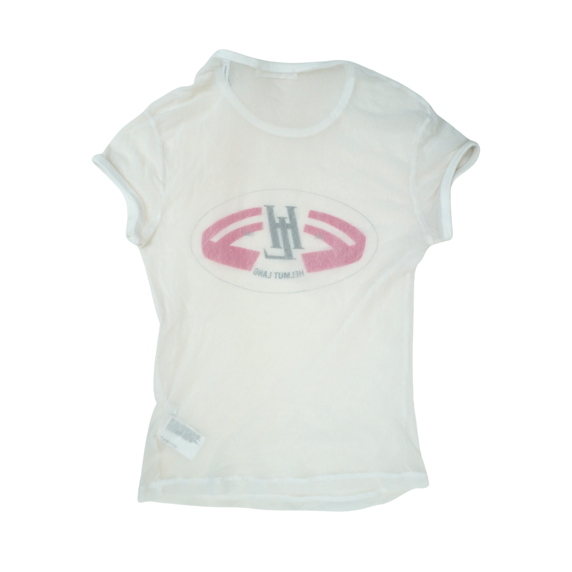 Helmut Lang White printed mesh top M