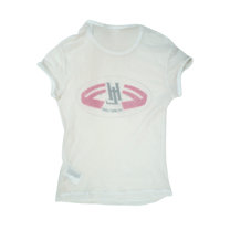 Helmut Lang White printed mesh top M