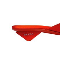 Prada Orange Satin Square Toe Mules Size 36.5